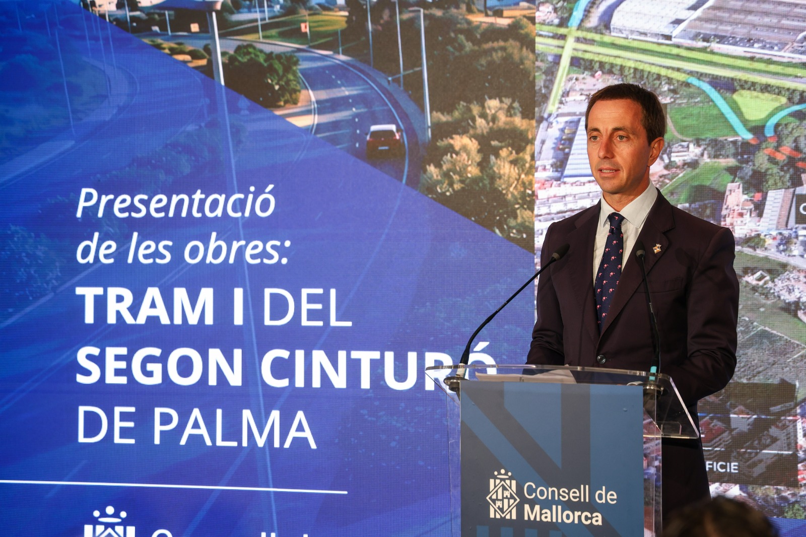 El president Galmés durant la presentació de les obres del Tram I del segon cinturó de Palma.