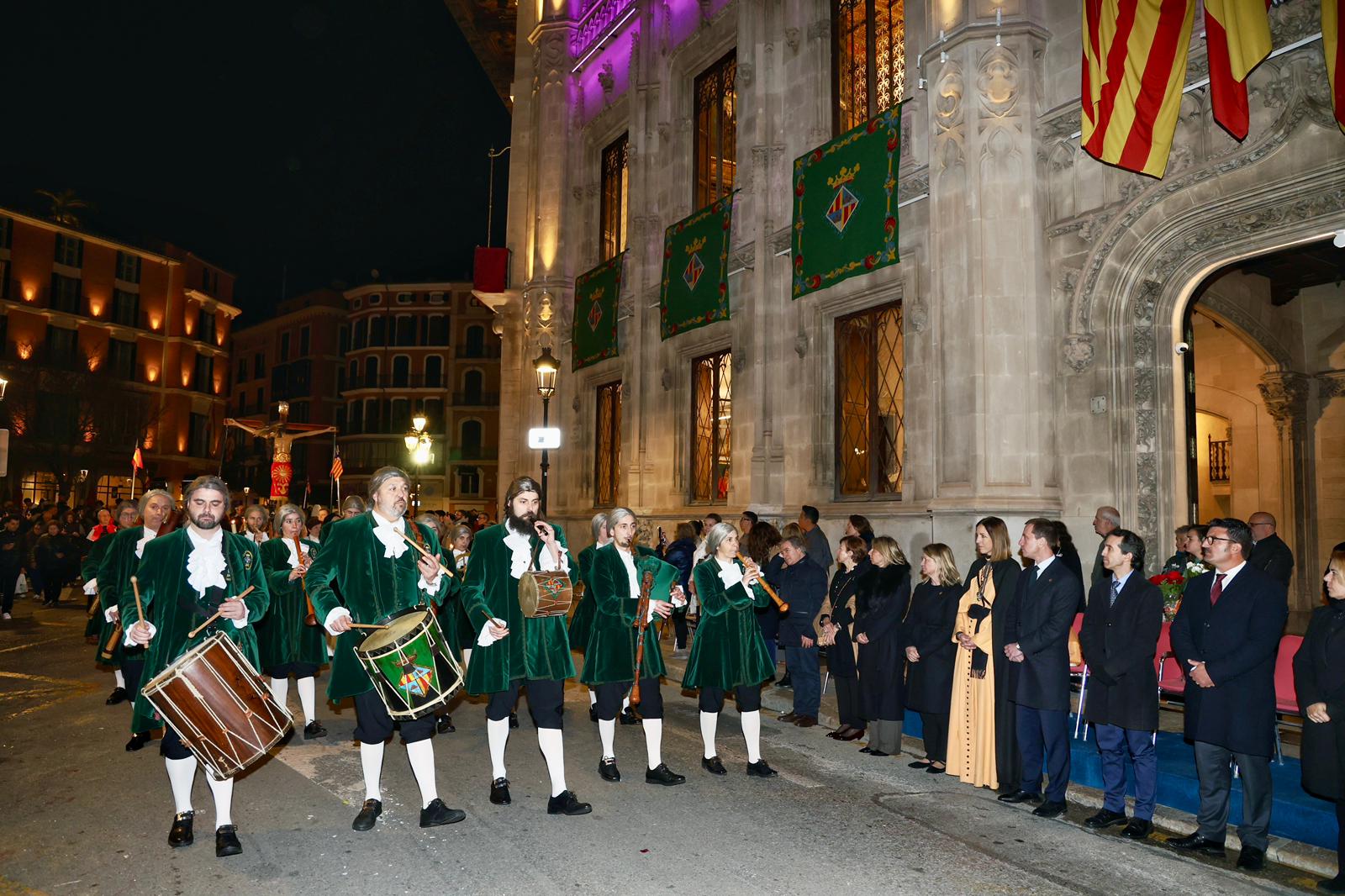 Imágenes del Joc de Ministrils que participa porprimera vez en la procesión de Palma con la formación completa