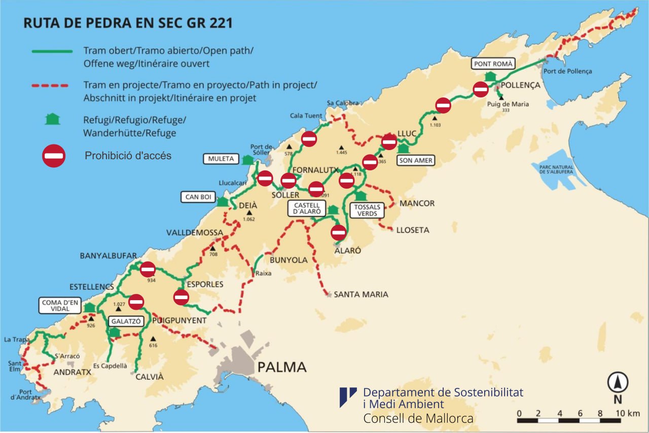 El Consell de Mallorca recorda que part de la Ruta de Pedra en Sec està intransitable.